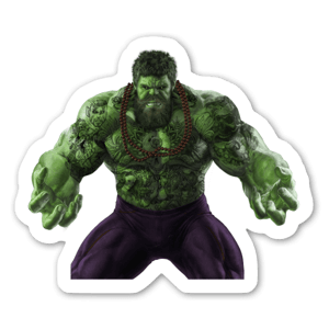 Custom sticker van de Hulk met tattoos en baard