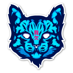 Blauwe kat sticker