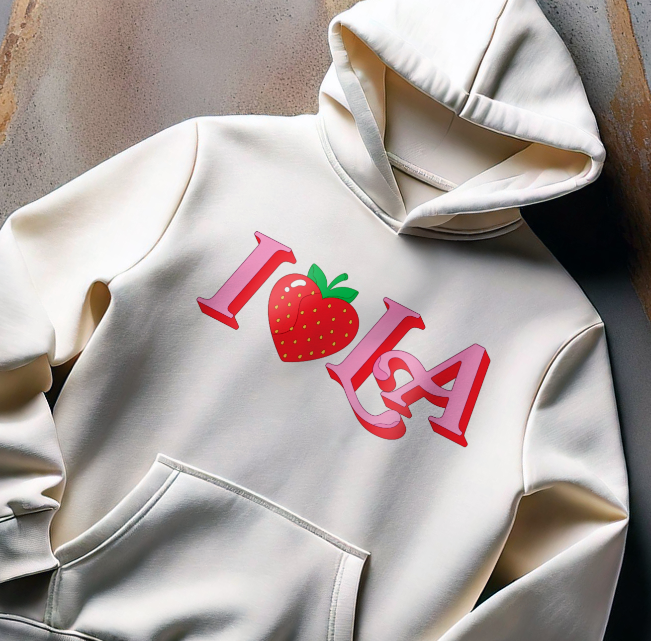 I Love LA - Heat transfer on a hoodie.