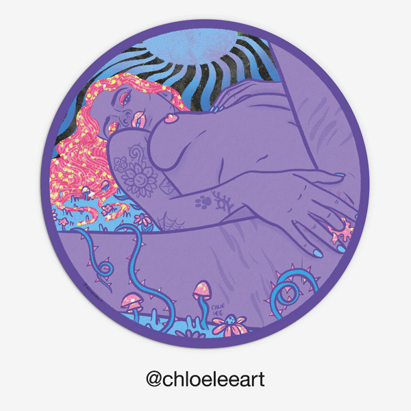 Purple girl touching herself sticker.