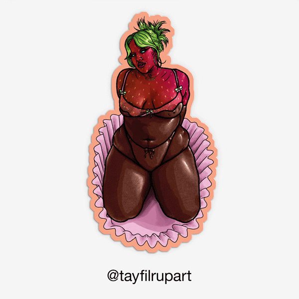 Strawberry Cupcake lady sticker.